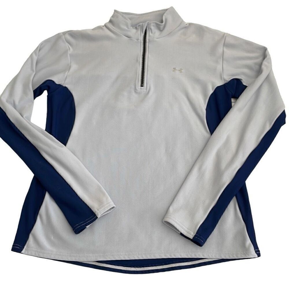Under Armour 1/2 Zip Mock Turtle Long Sleeve Light Dry-Fit Sweatshirt Gray Blue